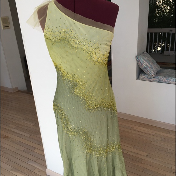 BCBGMaxAzria Dresses & Skirts - Gown of green, yellow, glitter and glamour